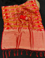 Angelic Red Banarasi Tissue Silk Saree With Supernal Blouse Piece