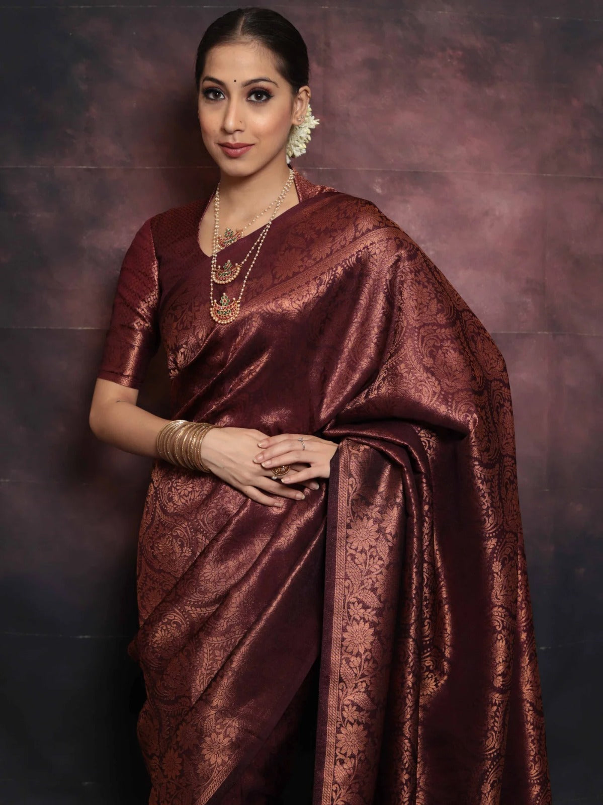 Tempting Maroon Soft Silk Saree With Symmetrical Blouse Piece