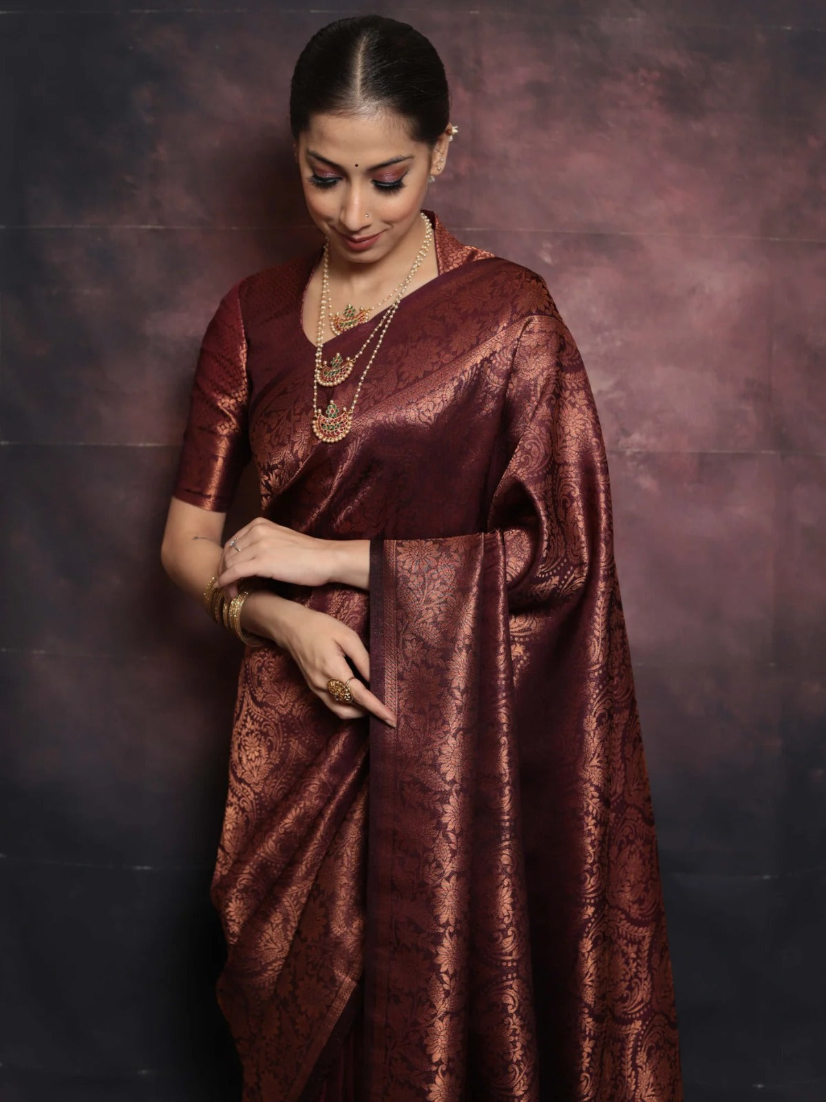 Tempting Maroon Soft Silk Saree With Symmetrical Blouse Piece