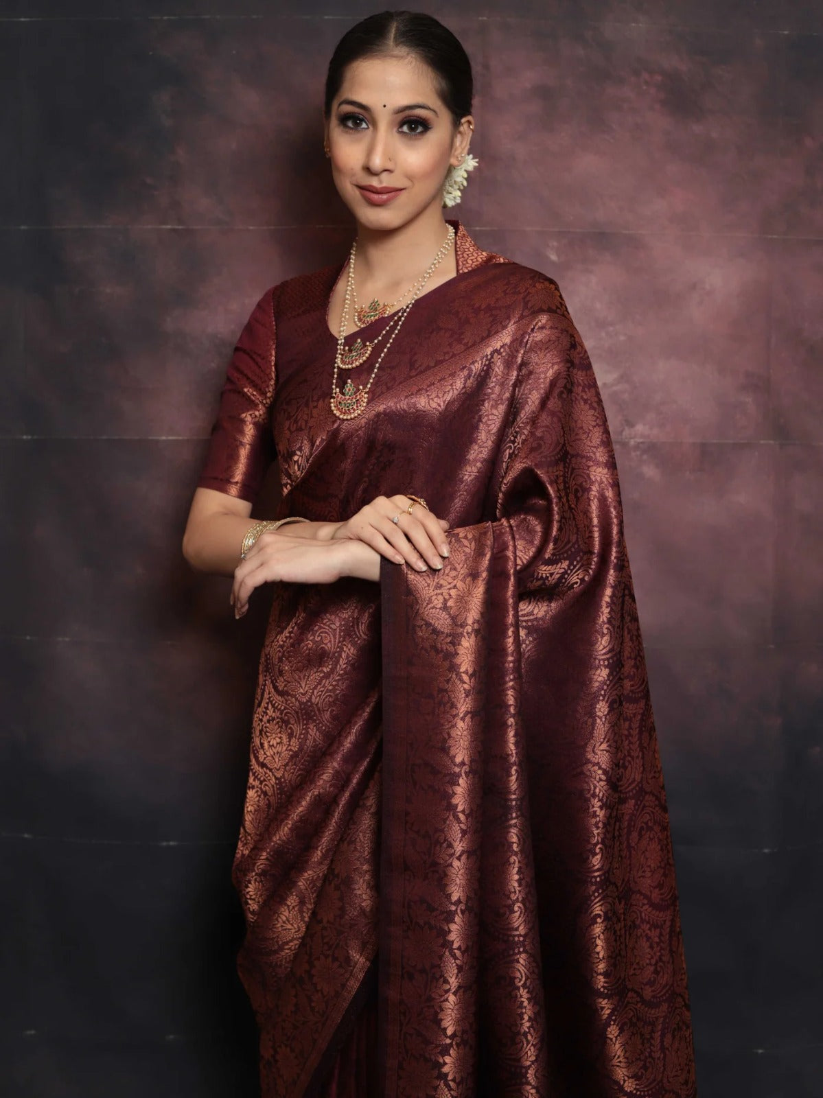 Tempting Maroon Soft Silk Saree With Symmetrical Blouse Piece