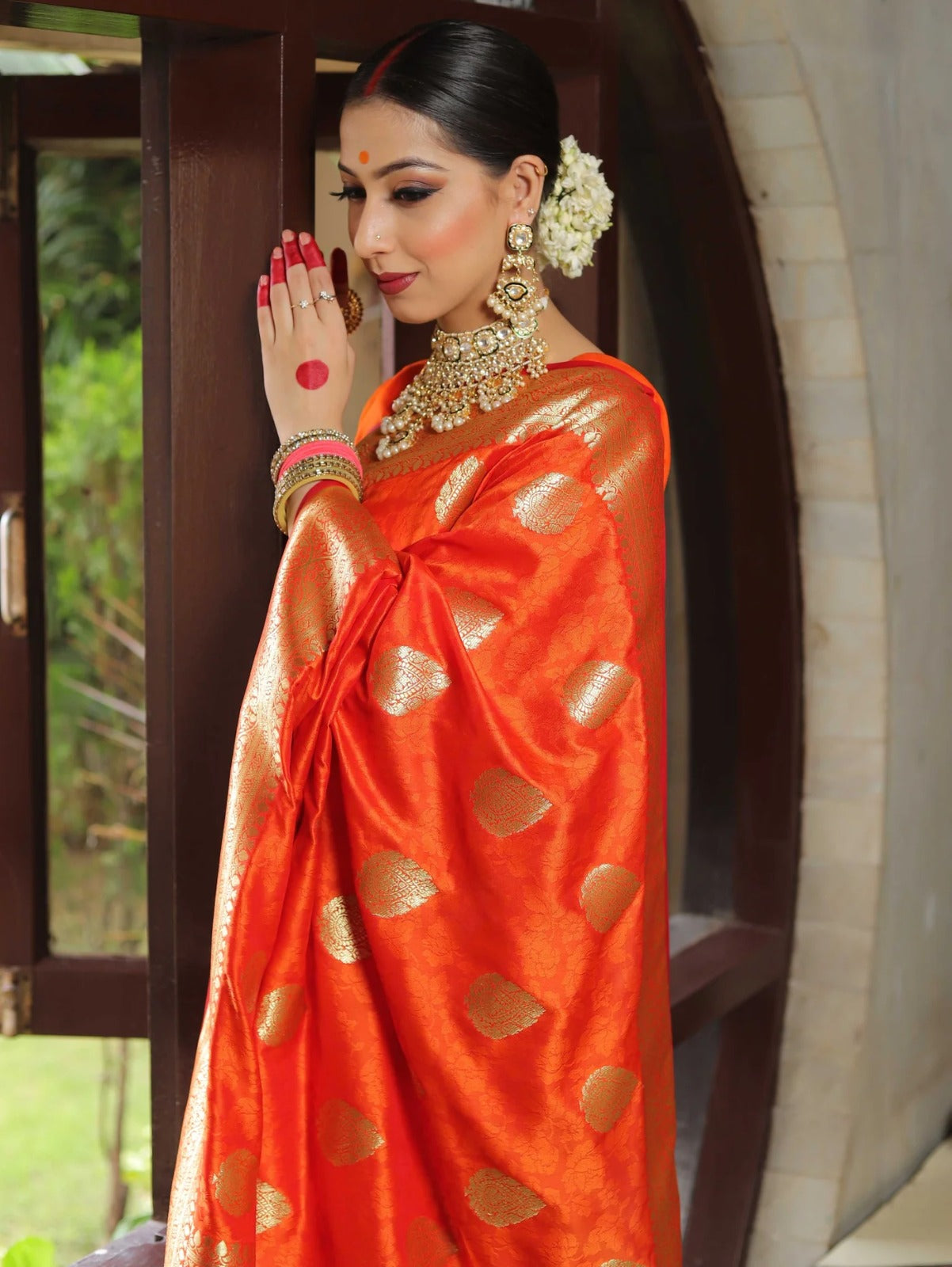 Enamoring Orange Soft Silk Saree With Vibrant Blouse Piece