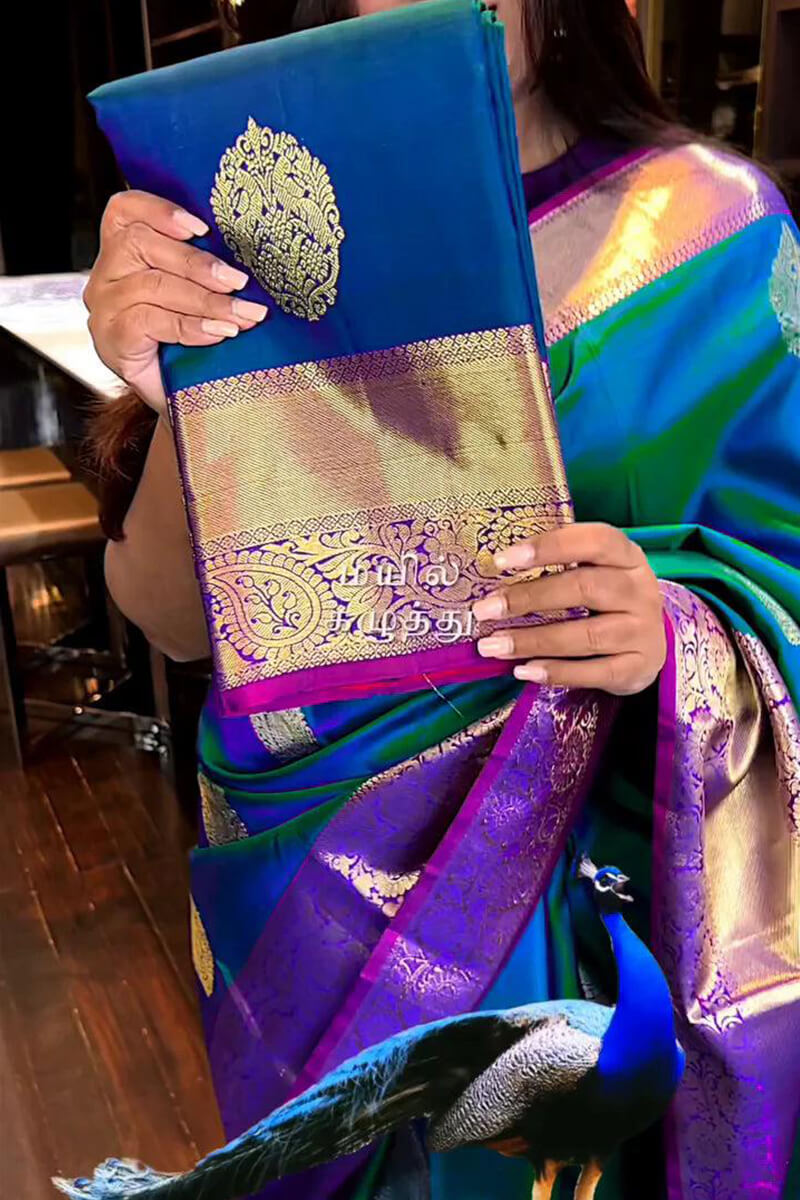 Flaunt Blue Soft Silk Saree With Sensational Blouse Piece