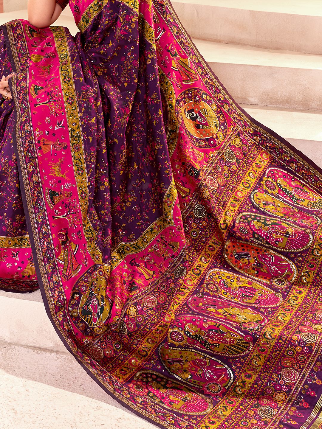 Alluring Purple Nylon Dola Pashmina Saree With Propinquity Blouse Piece