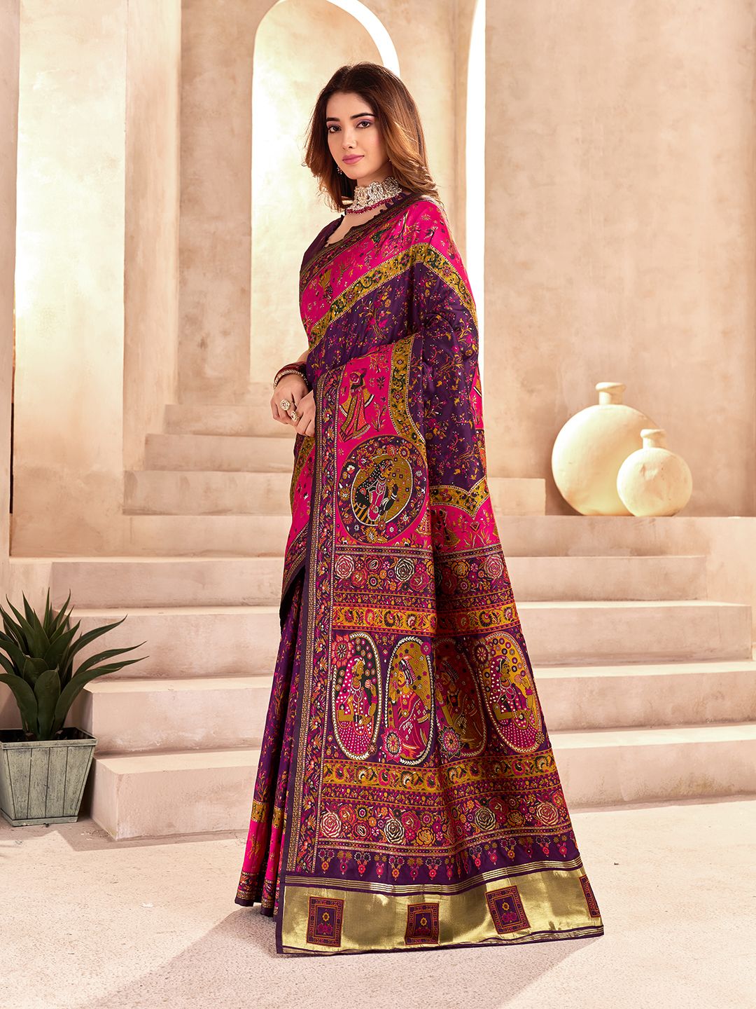 Alluring Purple Nylon Dola Pashmina Saree With Propinquity Blouse Piece