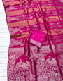 Pleasant Dark Pink Soft Banarasi Tissue Silk Saree With Ornate Blouse Piece