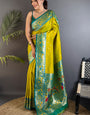 Smart Mustard Paithani Silk Saree With Pulsating Blouse Piece