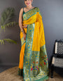 Seraphic Yellow Paithani Silk Saree With Eclat Blouse Piece