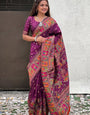 Amazing Purple Nylon Dola Pashmina Saree With Amiable Blouse Piece