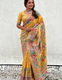 Zephyr Yellow Nylon Dola Pashmina Saree With Breathtaking Blouse Piece