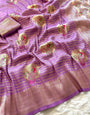 Engrossing Lavender Soft Banarasi Silk Saree With Gratifying Blouse Piece