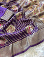 Sempiternal Purple Soft Banarasi Silk Saree With Magnetic Blouse Piece