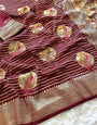 Beauteous Wine Soft Banarasi Silk Saree With Jubilant Blouse Piece