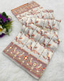 Stunner Off White Nylon Dola Pashmina Saree With Quixotic Blouse Piece