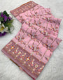 Dazzling Pink Nylon Dola Pashmina Saree With Imaginative Blouse Piece