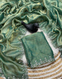 Super classy Sea Green Swarovski Work Fandy Silk Saree With Impressive Blouse Piece