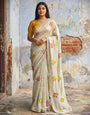 Brood Beige Embroidery Work Viscose Saree With Most Sophisticated Blouse Piece
