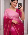 Lovely Pink Banarasi Khadi Silk Saree With Bucolic Blouse Piece