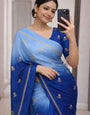 Beguiling Sky Blue Banarasi Khadi Silk Saree With Comely Blouse Piece