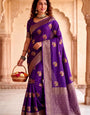 Wonderful Purple Banarasi Khadi Silk Saree With Propinquity Blouse Piece