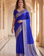 Captivating Royal Blue Soft Silk Saree With Entrancing Blouse Piece