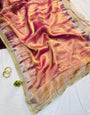 Unique Pink Tissue Silk Saree With Magnetic Blouse Piece