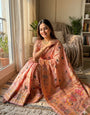 Eloquence Peach Pashmina Silk Saree With Energetic Blouse Piece