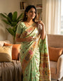Preferable Pista Pashmina Silk Saree With Lovely Blouse Piece