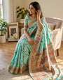 Mellifluous Sky Pashmina Silk Saree With Piquant Blouse Piece