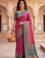 Radiant Dark Pink Pashmina Silk Saree With Sophisticated Blouse Piece