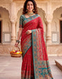 Radiant Red Pashmina Silk Saree With Sophisticated Blouse Piece