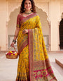 Amazing Yellow Pashmina Silk Saree With Supernal Blouse Piece