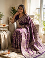 Serendipity Purple Soft Silk Saree With Demure Blouse Piece