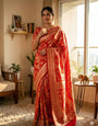 Ebullience Red Soft Silk Saree With Sizzling Blouse Piece