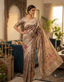 Whimsical Beige Dola Pashmina Saree With Radiant Blouse Piece