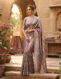 Profuse Lavender Dola Pashmina Saree With Scrupulous Blouse Piece