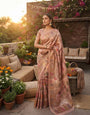 Winsome Pink Dola Pashmina Saree With Invaluable Blouse Piece