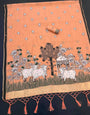 Splendiferous Peach Pure Munga Cotton Silk Saree With Alluring Blouse Piece