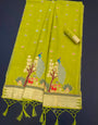 Scrumptious Green Pure Munga Cotton Silk Saree With Symmetrical Blouse Piece