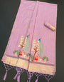 Skinny Lavender Pure Munga Cotton Silk Saree With Sumptuous Blouse Piece