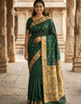 Precious Dark Green Paithani Silk Saree With Sonorous Blouse Piece