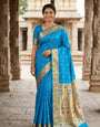 Grandiose Firozi Paithani Silk Saree With Vivacious Blouse Piece