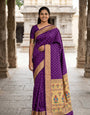 Gleaming Purple Paithani Silk Saree With Serendipity Blouse Piece