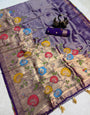 Energetic Royal Blue Banarasi Khadi Silk Saree With Aplomb Blouse Piece