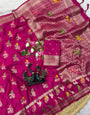 Scintillating Dark Pink Banarasi Khadi Silk Saree With Pretty Blouse Piece