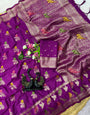 Jazzy Purple Banarasi Khadi Silk Saree With Comely Blouse Piece