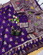 Girlish Royal Purple Banarasi Khadi Silk Saree With Pleasant Blouse Piece