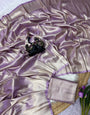 Flattering Lavender Banarasi Tissue Silk Saree With Gorgeous Blouse Piece