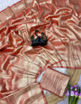 Cynosure Red Banarasi Tissue Silk Saree With Profuse Blouse Piece