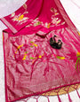 Fancifull Dark Pink Banarasi Khadi Silk Saree With Alluring Blouse Piece