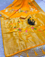 Ebullience Yellow Banarasi Khadi Silk Saree With Traditional Blouse Piece